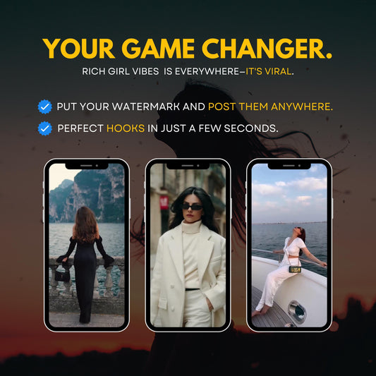 100 Faceless Luxury Reels PLR MRR | Rich Women Instagram Reels Pack, Viral TikTok Video Bundle, Editable Social Media Content