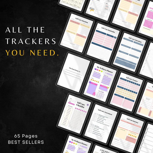 Premium Self Care and Wellness Planner with PLR & MRR, Canva Templates, Self Care Tracker, Habit Tracker, Goal Tracker, Digital Planners