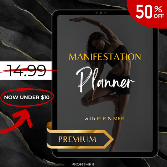 Premium Manifestation Planner with PLR & MRR, Canva Templates, Self Care Journal, Habit Tracker, Daily Gratitude, Digital Planners