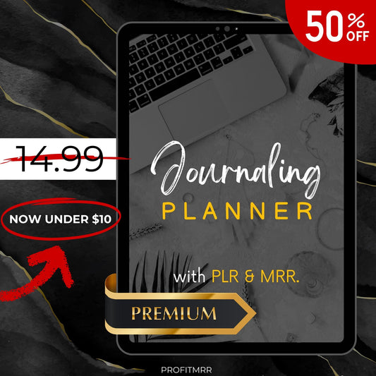 Premium Journaling Planner with PLR & MRR, Canva Templates, Self Care Journal, Habit Tracker, Daily Gratitude, Digital Planners