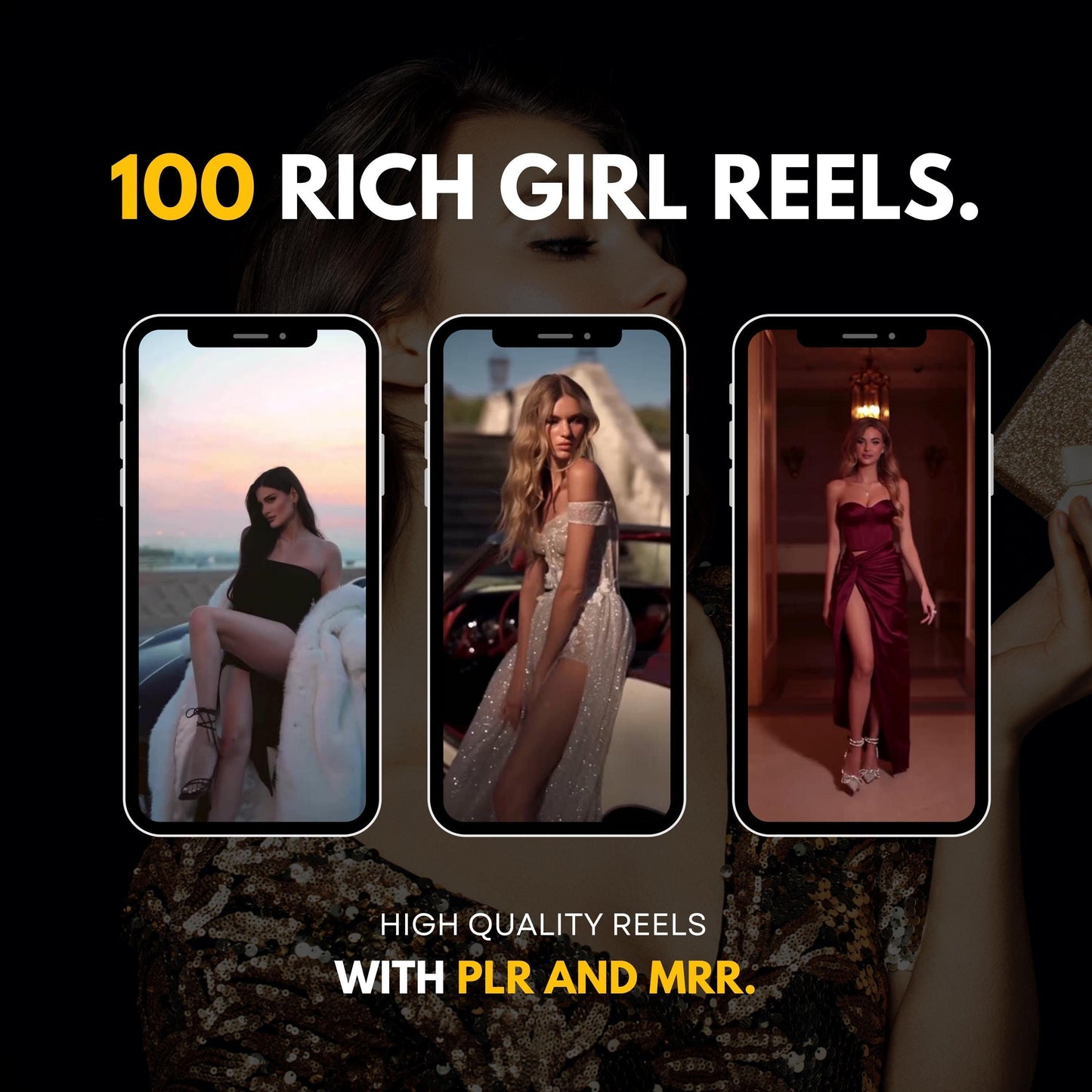 100 Luxury Women Faceless Reels PLR MRR | Rich Lifestyle IG Reels Bundle, TikTok Faceless Videos, Instagram Reels Pack for Resell