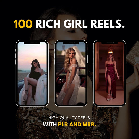 100 Faceless Luxury Reels PLR MRR | Rich Women Instagram Reels Pack, Viral TikTok Video Bundle, Editable Social Media Content