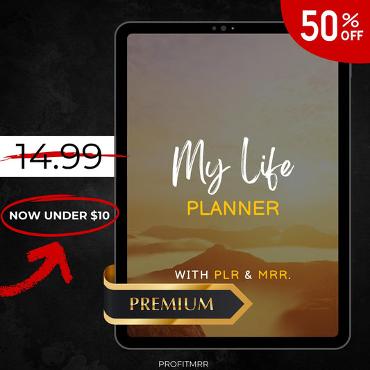 Premium Life Planner with PLR & MRR, Canva Templates, Self Care Tracker, Habit Tracker, Goal Tracker, Digital Planners