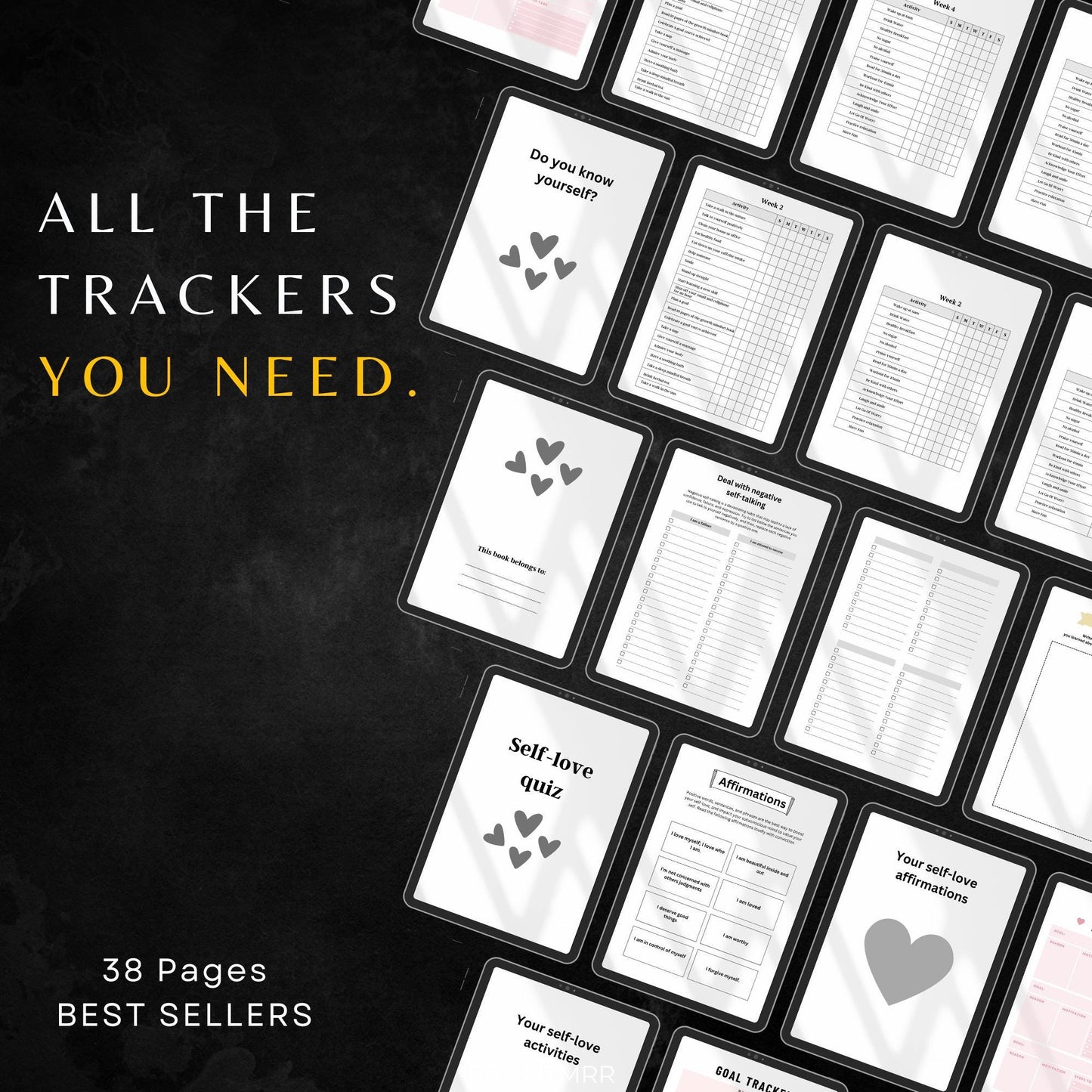 Premium Self Love Workbook with PLR & MRR, Canva Templates, Self Care Tracker, Habit Tracker, Goal Tracker, Digital Planners