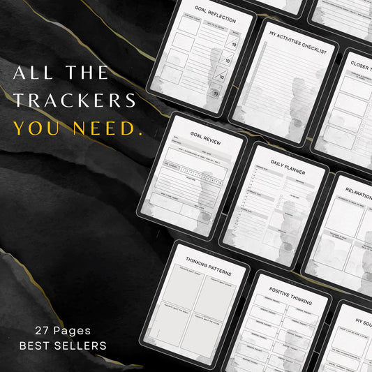 Premium Personal Growth Planner with PLR & MRR, Canva Templates, Self Care Journal, Habit Tracker, Daily Gratitude, Digital Planners