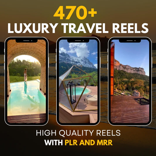 470 Luxury Travel Reels PLR MRR Viral Video Content for Social Media Growth Aesthetic Travel Shorts for TikTok YouTube Digital Marketing