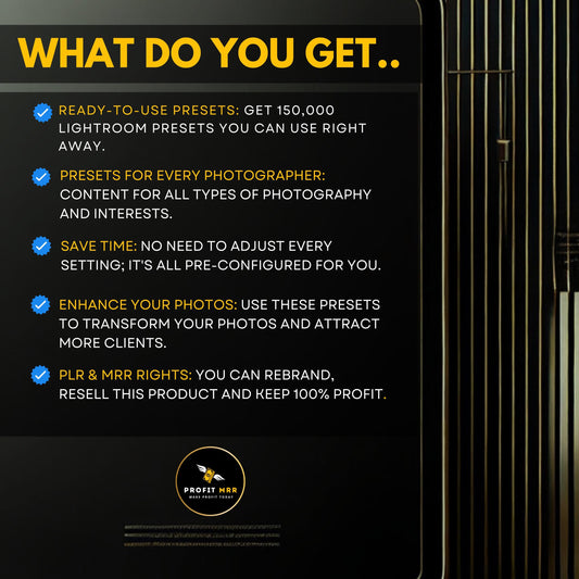 150K Adobe Lightroom Presets with PLR MRR | VSCO Style, Gym, Boho, Wedding, Boudoir, Film Looks, Sports & More Photo Filters