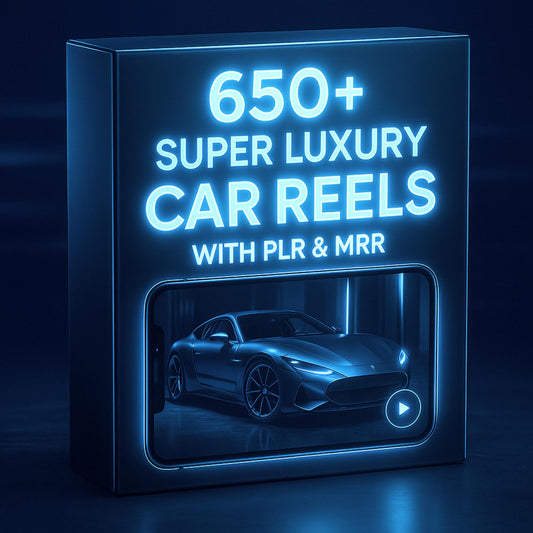 650+ Super Luxury Car Reels Viral Supercar Content for Instagram, TikTok, YouTube PLR & MRR | Digital Product for Resale Branding Resell