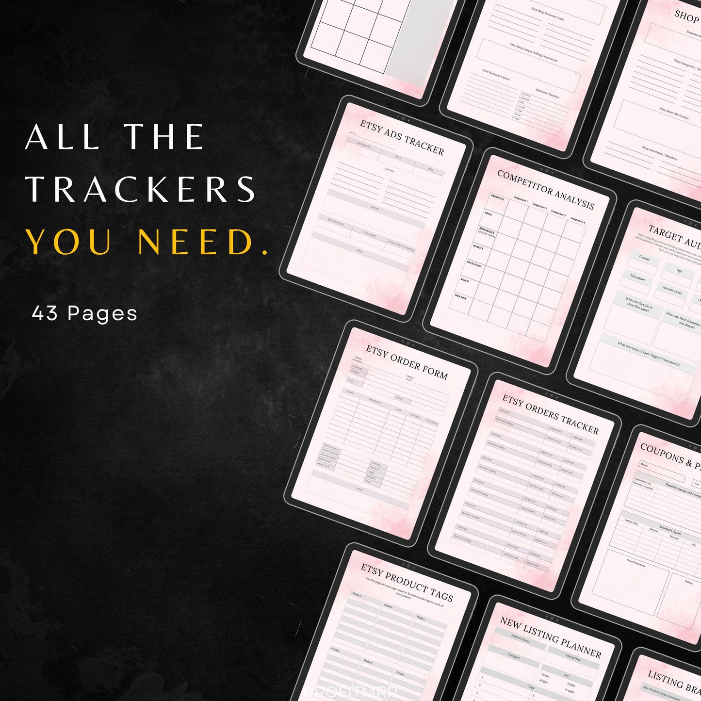 Etsy Shop Planner PLR MRR, Social Media Planner, Daily Planner, Canva Templates, PLR Digital Planners, Goal Tracker, Order Forms