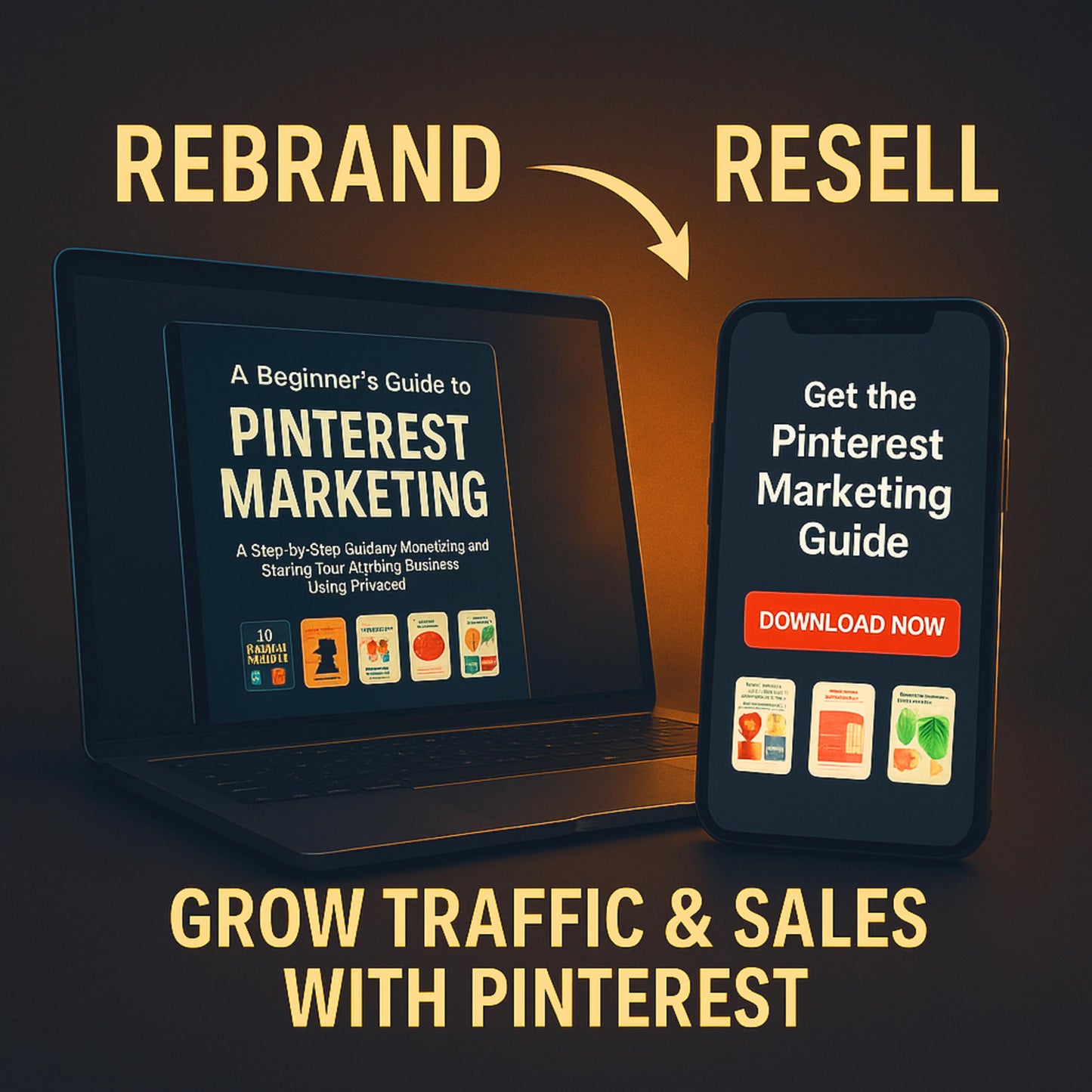 Pinterest Marketing eBook + 40 Pin Templates: PLR MRR Canva (Digital Download