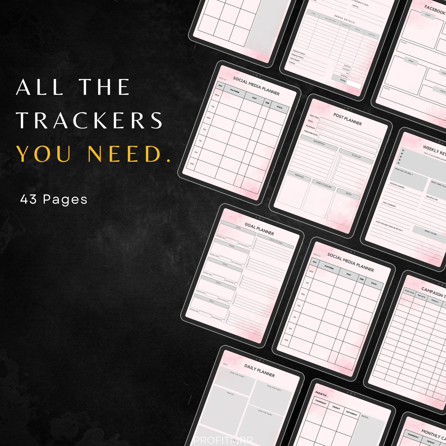 Small Business Planner PLR MRR, Social Media Planner, Daily Planner, Canva Templates, PLR Digital Planners, Goal Tracker, Order Forms,