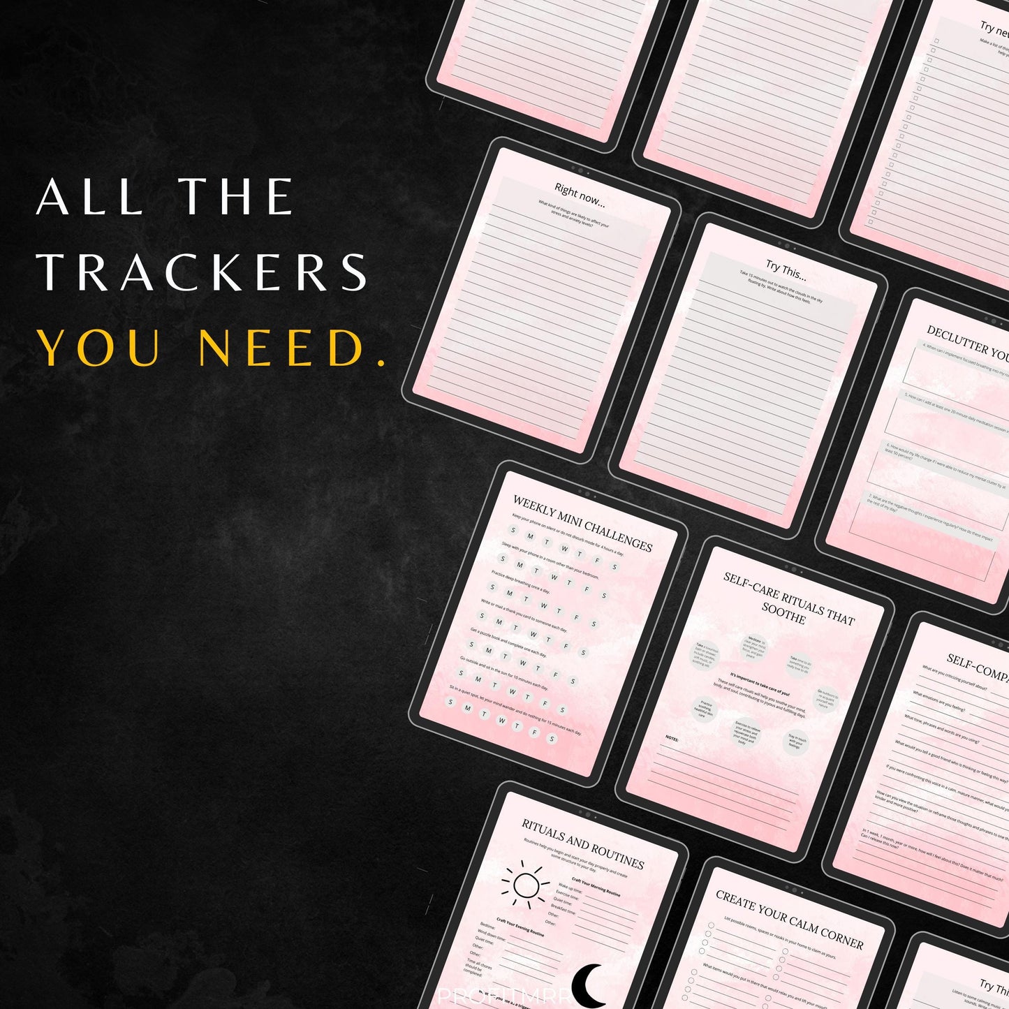 Calming Your Mind Journal with PLR & MRR, Canva Templates, Self Care Journal, Habit Tracker, Daily Gratitude, Digital Planners, Plr Planners