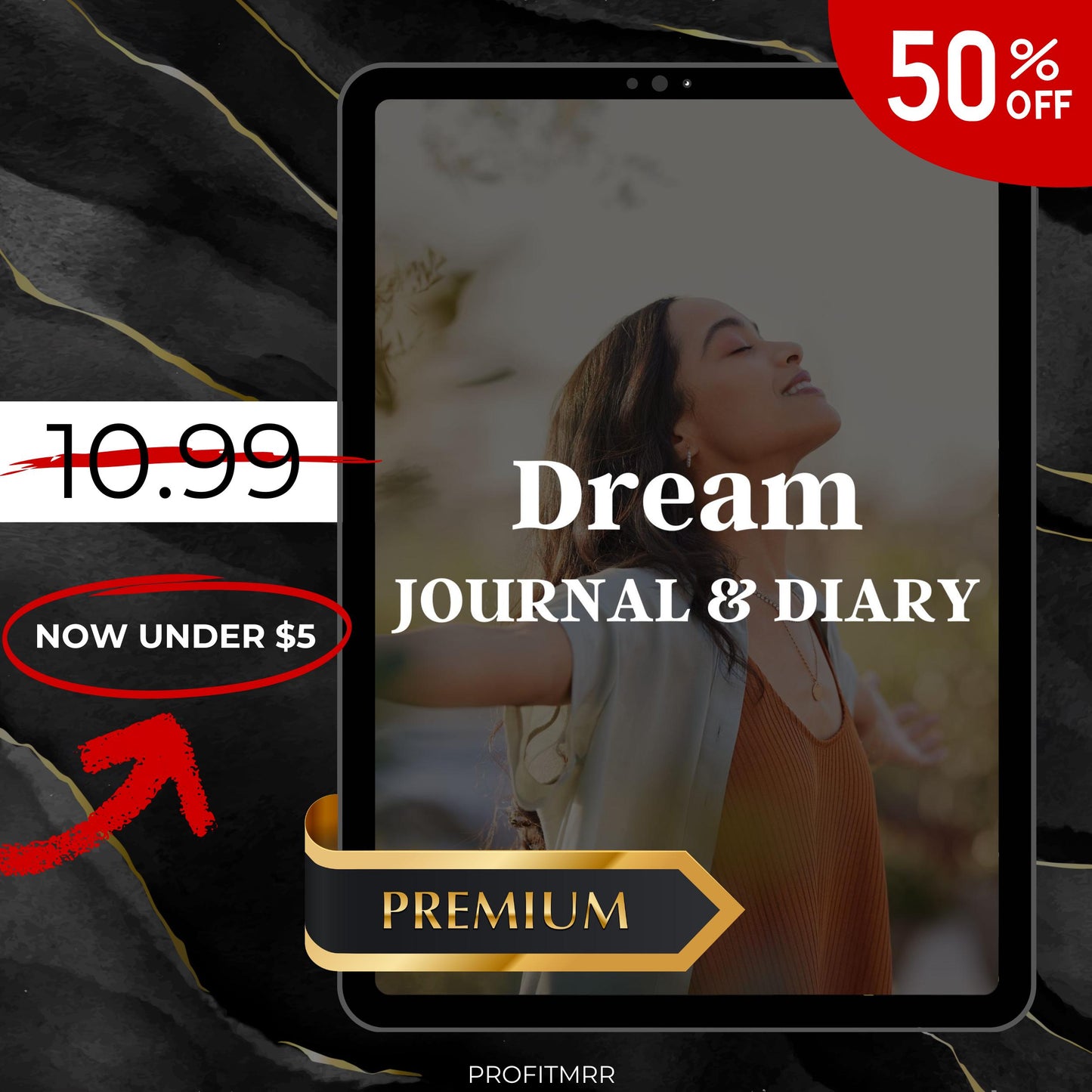 Premium Dream Journal with PLR & MRR, Canva Templates, Self Care Journal, Habit Tracker, Daily Gratitude, Digital Planners, Dream Tracking