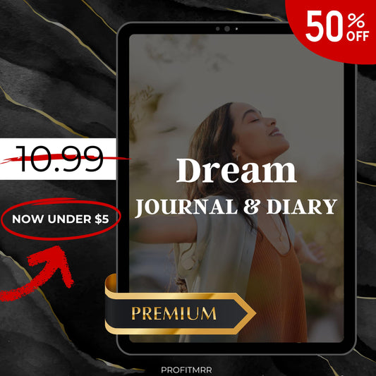 Premium Dream Journal with PLR & MRR, Canva Templates, Self Care Journal, Habit Tracker, Daily Gratitude, Digital Planners, Dream Tracking