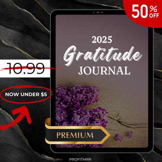 Gratitude Journal 2025 PLR & MRR, Canva Templates, Self Care Journal, Habit Tracker, Daily Gratitude, Digital Planners, Plr Planners Product