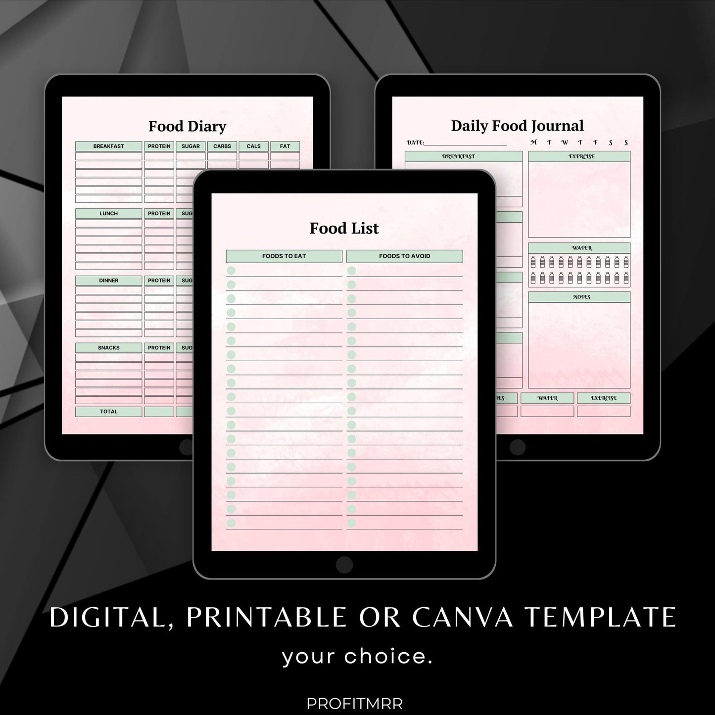 2025 Meal Planner PLR Canva Templates: Fitness & Diet Journal (Digital Download)