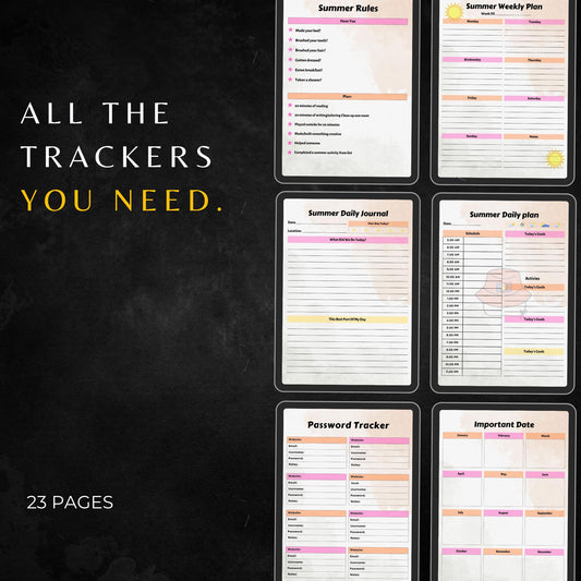 Kids Summer Planner PLR & MRR, Plr Canva Templates, Plr Planners, Plr Products Bundle, Plr Bundle Collection, Digital Printable Planners Plr