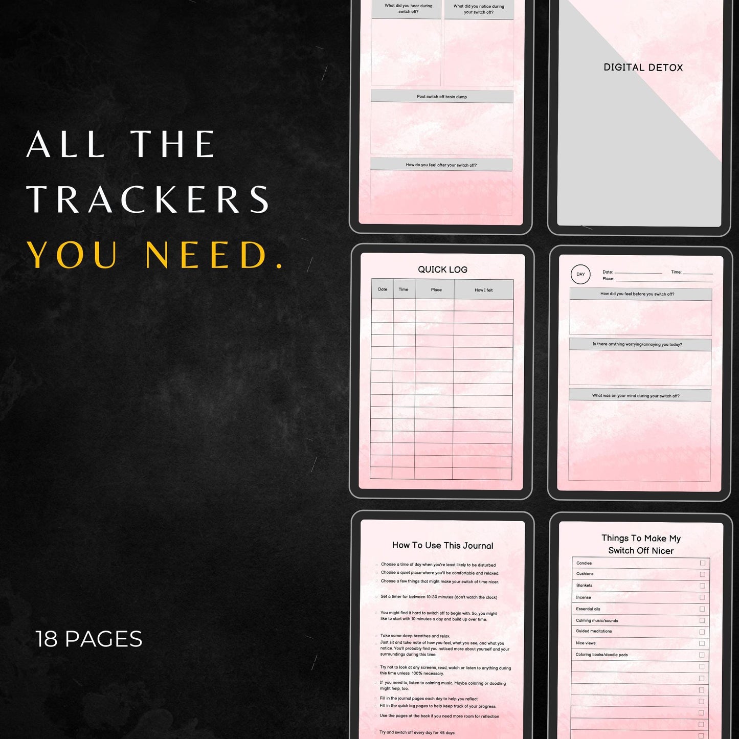 Premium Switch Off Journal PLR & MRR, Plr Canva Templates, Plr Planners,Plr Products Bundle,Plr Bundle Collection,Digital Printable Planners