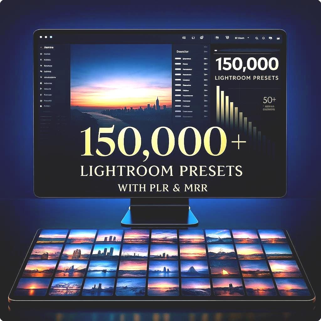 150K Adobe Lightroom Presets with PLR MRR | VSCO Style, Gym, Boho, Wedding, Boudoir, Film Looks, Sports & More Photo Filters