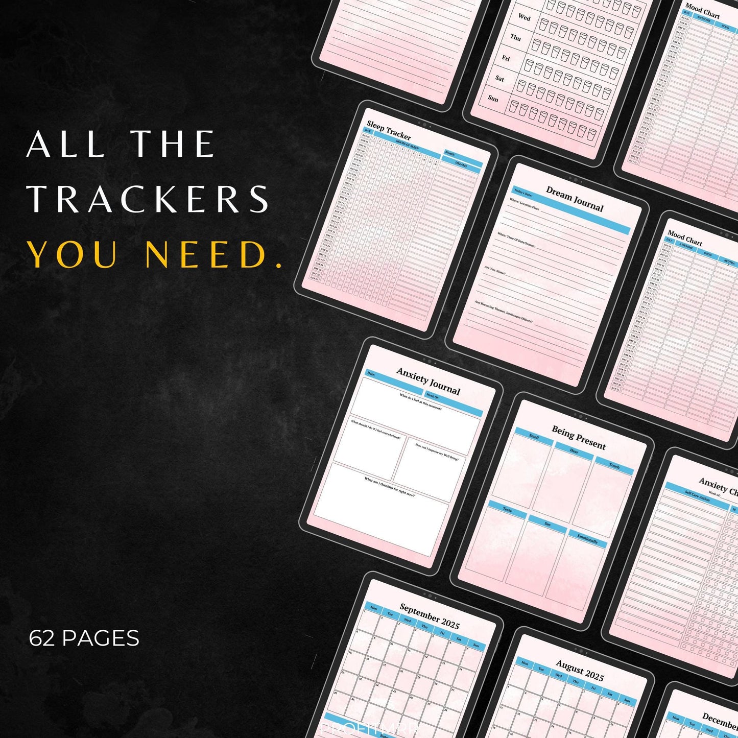 2025 Anxiety Depression Journal PLR & MRR, Canva Templates, Self Care Journal, Habit Tracker, Daily Gratitude, Plr Planners, Digital Planner