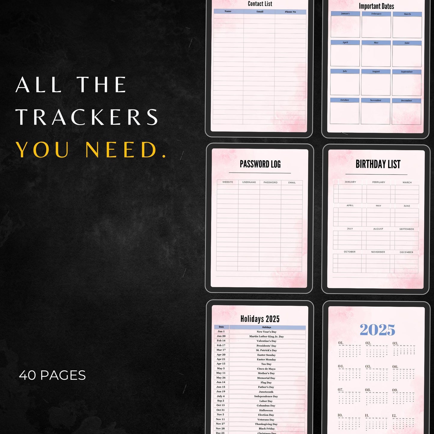 2025 Bullet Journal PLR & MRR, Canva Templates, Plr Planners, Password Tracker, Daily Planners, Digital Planner, Printable Planners, Tracker