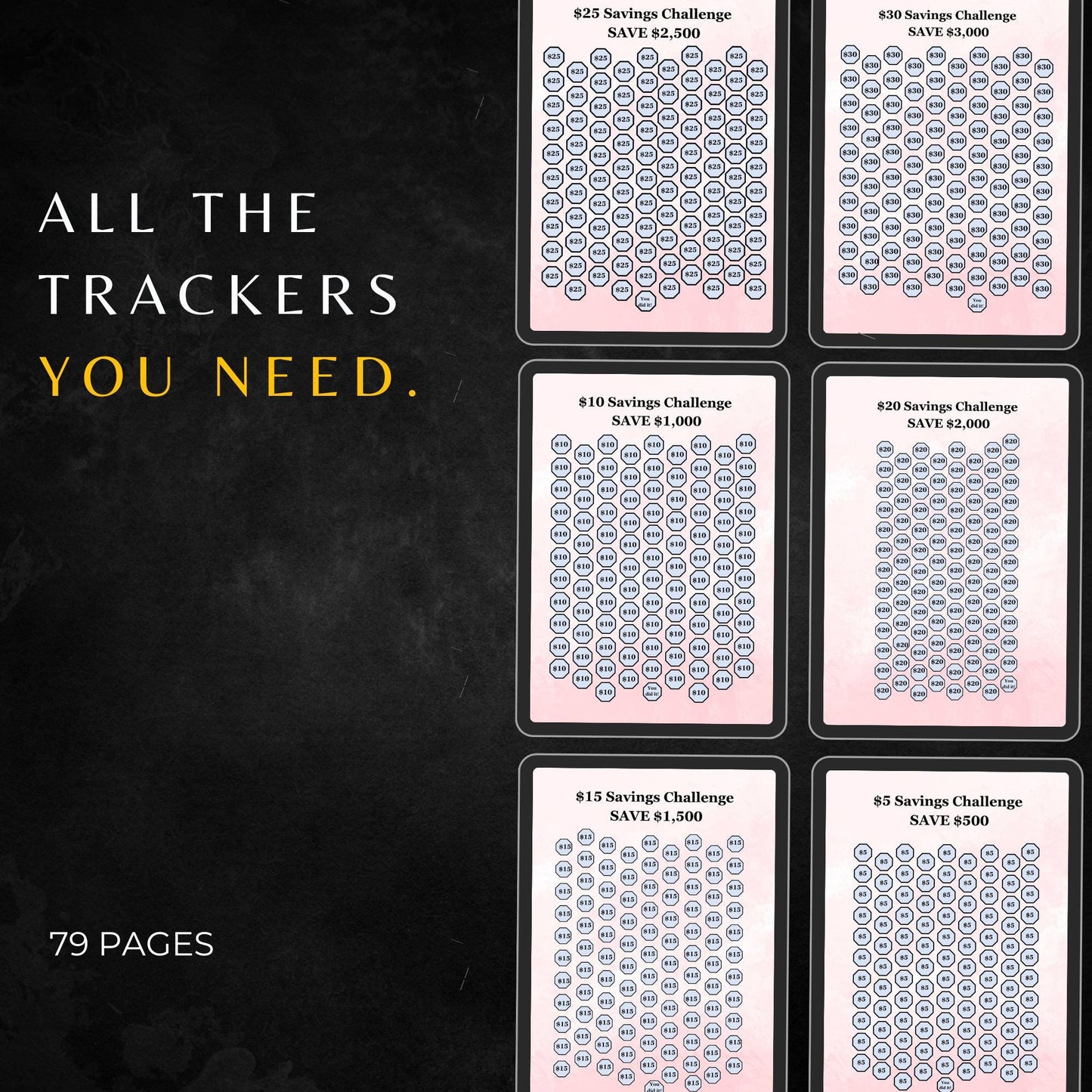 Savings Challenge 2025 PLR & MRR, Canva Templates, Habit Tracker, Plr Planners, Savings Planner, Savings Tracker, Financial Budget Tracker