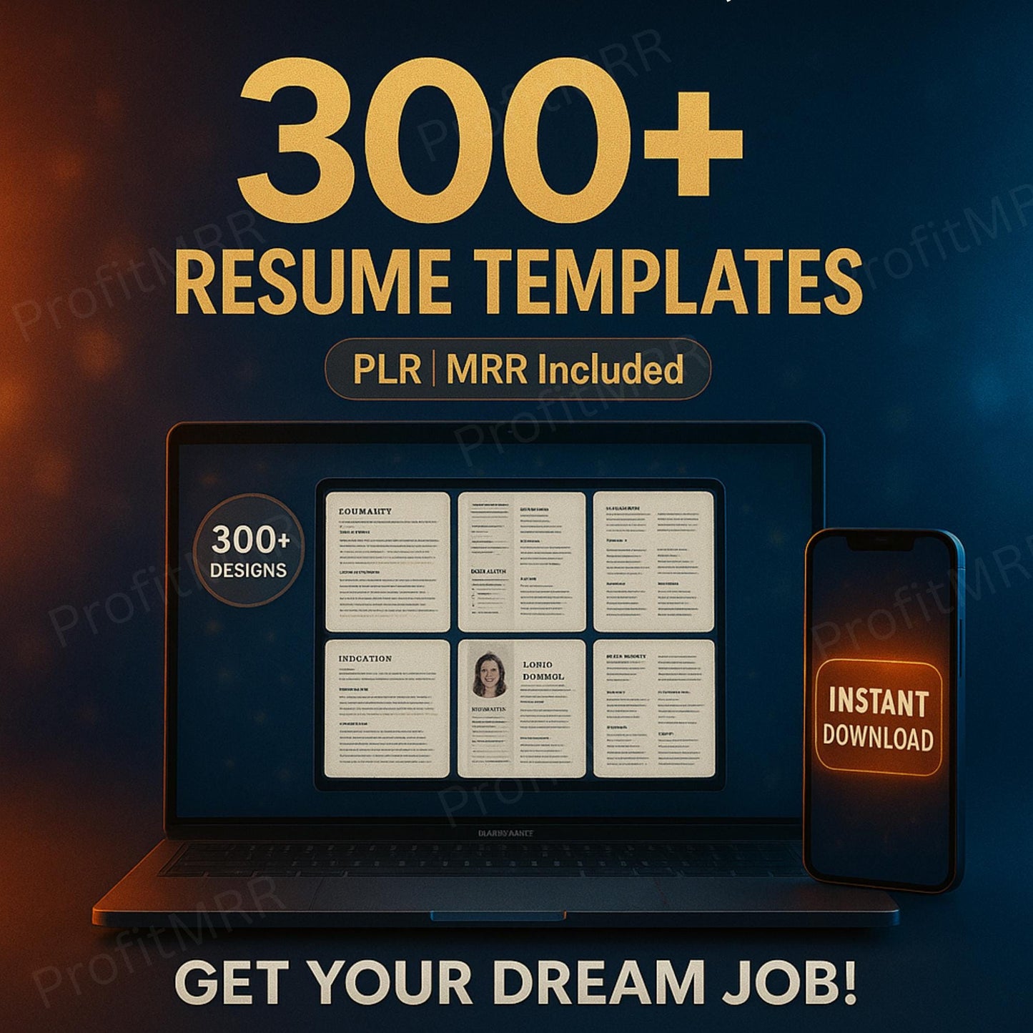 300+ Resume Templates Bundle PLR MRR | Professional CV Templates for Canva & Word | Editable Resell Rights Digital Downloads