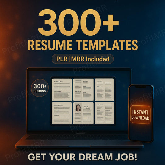 300+ Resume Templates Bundle PLR MRR | Professional CV Templates for Canva & Word | Editable Resell Rights Digital Downloads