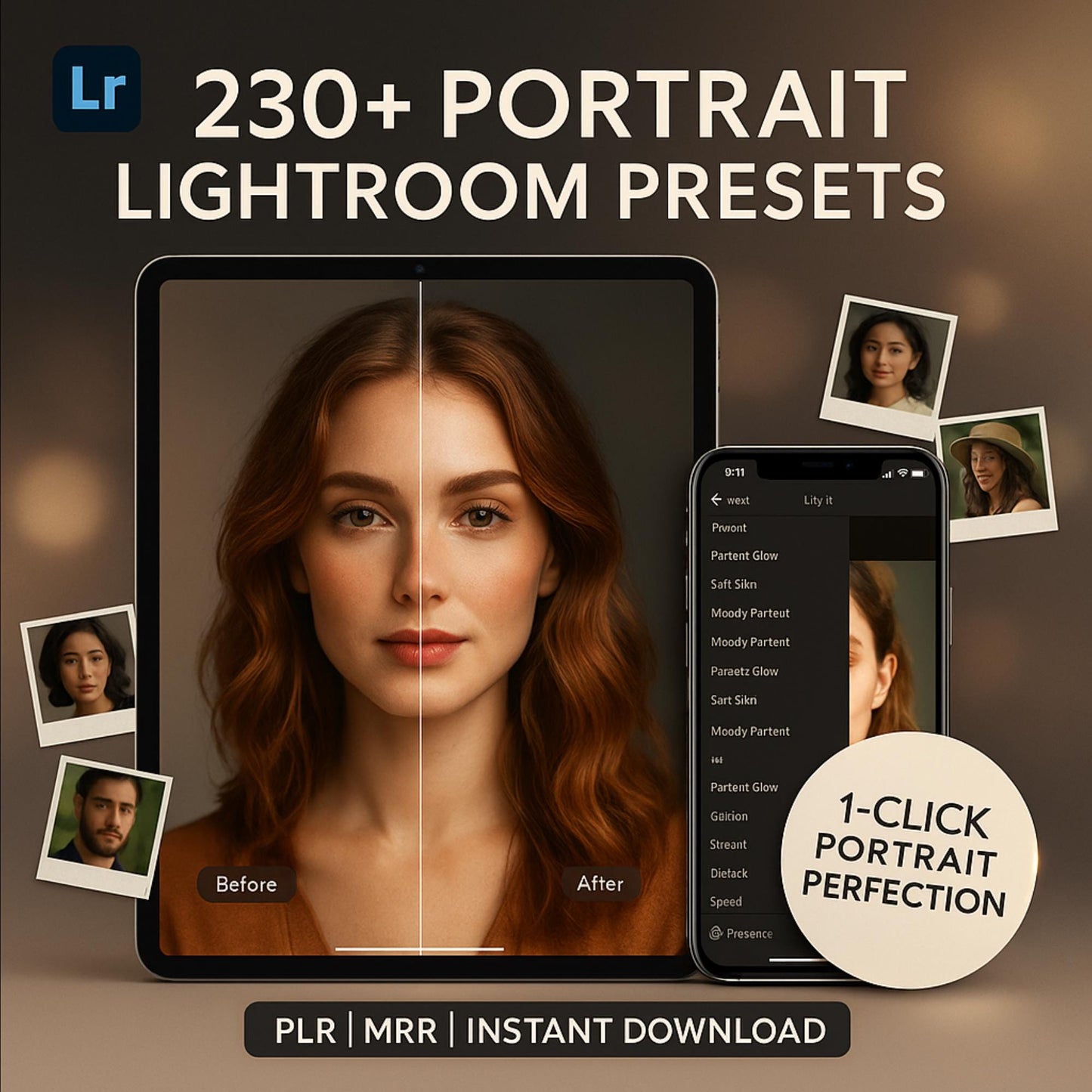 230+ Portrait Lightroom Presets PLR MRR | Professional Retouch, Smooth Skin, Studio Effects | Digital Download Photography Bundle