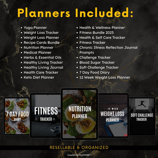 PLR MRR 20+ Sport & Fitness Planners Bundle, Editable Canva Templates, Digital Workout Journals, Resell  Rebrand Fitness Coach Gym Planner