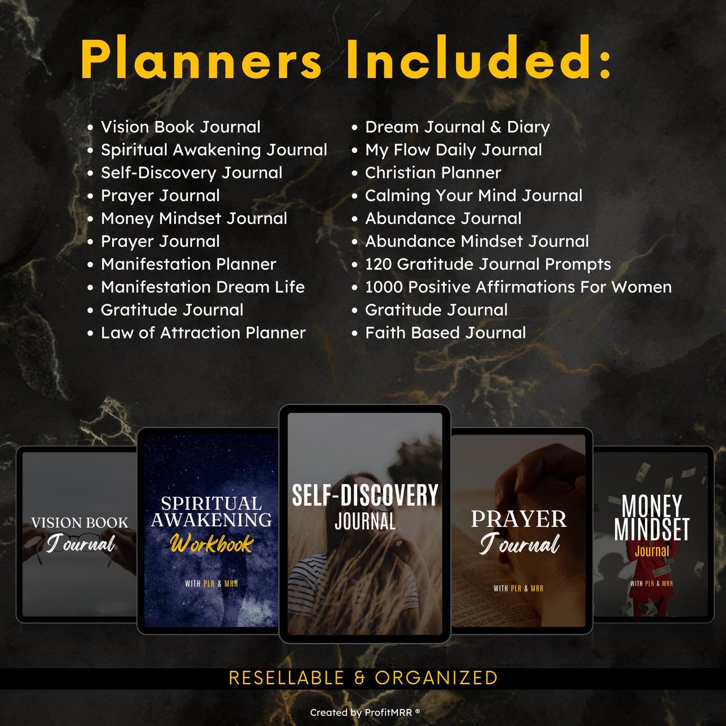 20 Manifestation Planners Bundle | Digital Law of Attraction Journals | Editable Canva Templates | PLR MRR Resell & Rebrand