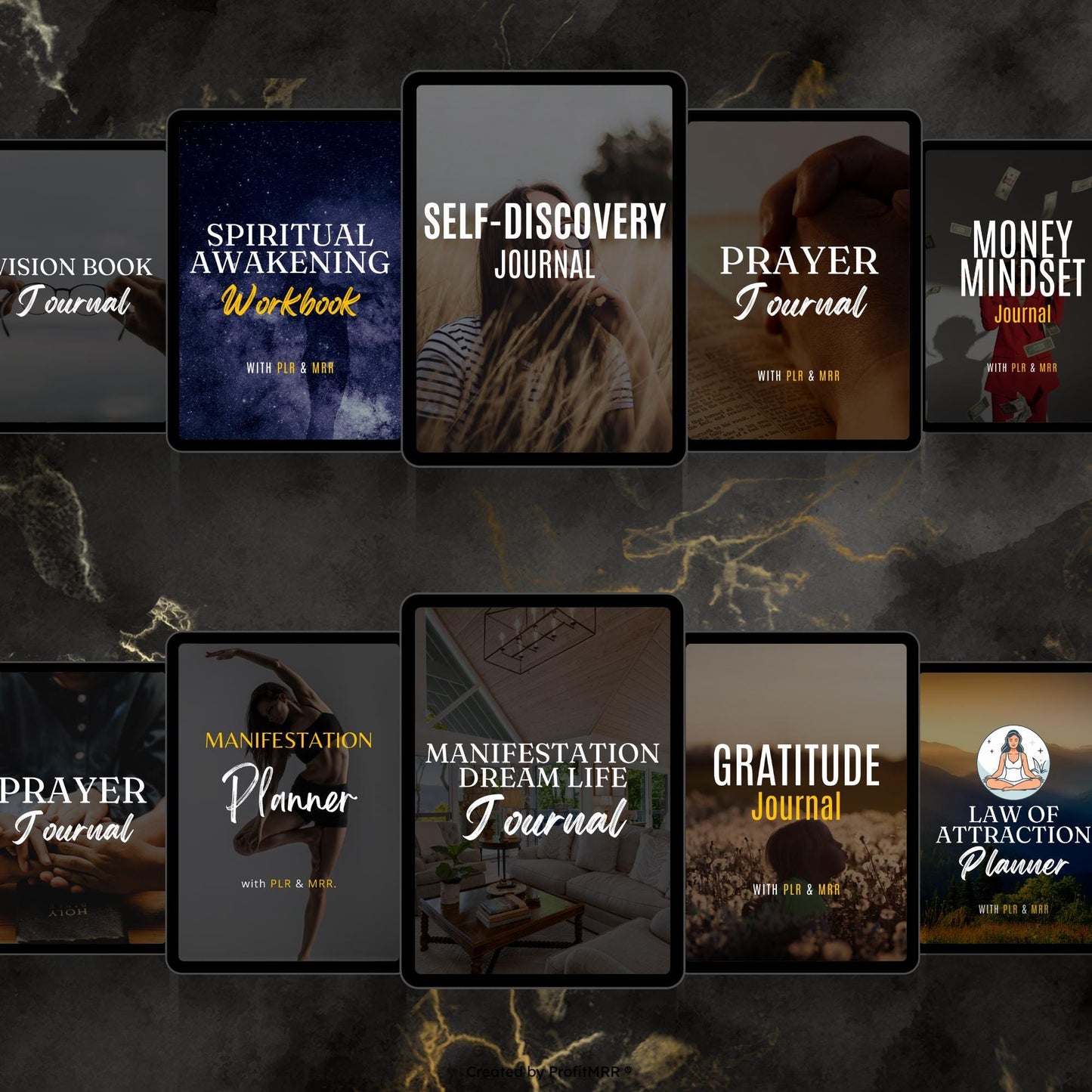 20 Manifestation Planners Bundle | Digital Law of Attraction Journals | Editable Canva Templates | PLR MRR Resell & Rebrand