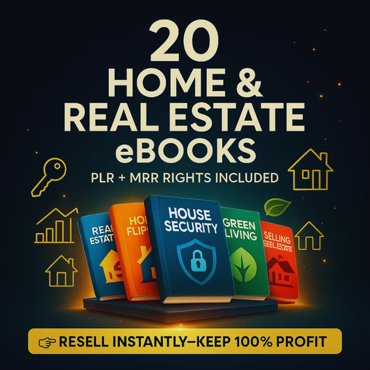 Home Real Estate eBooks Bundle | Property, House Flipping, Eco Living & DIY Guides | PLR MRR Resell Rights, Plr Ebooks, Plr Products Bundle