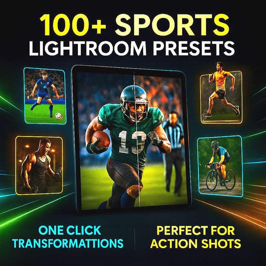100+ Sports Lightroom Presets | Action & Fitness Photo Filters | PLR MRR Resell Rights | One Click Transformations | plr products sport