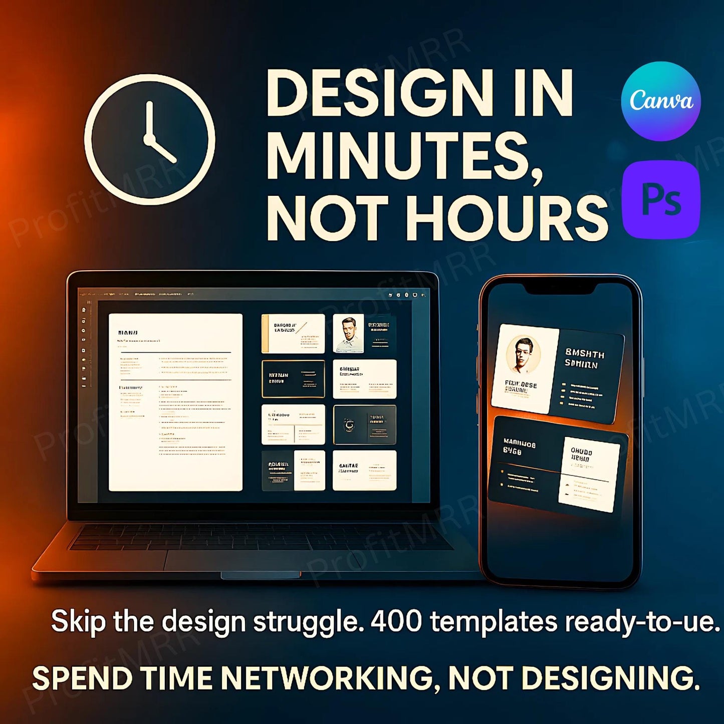 400+ Business Card Templates Bundle PLR MRR | Editable Canva & Photoshop Cards | Digital Resell Rights Pack