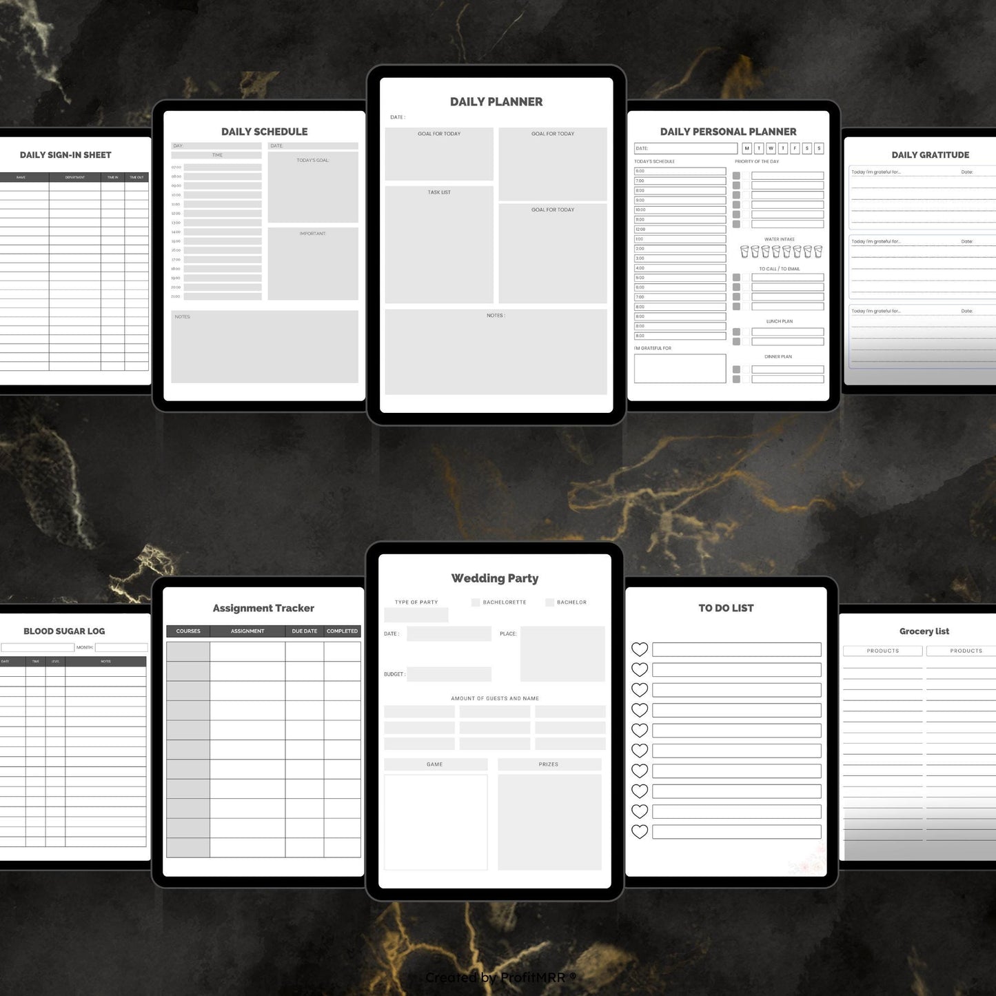 50+ Productivity Trackers Planners Bundle PLR MRR, Digital & Printable Canva Templates, Resell Rights, Habit, Budget, Fitness, Plr Planners