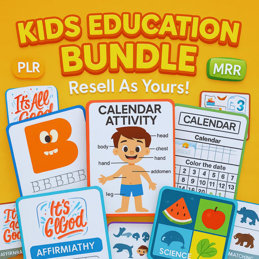30,000+ Kids Educational Worksheets Bundle PLR MRR | Alphabet, Coloring, Science, Flashcards, Printable Activities for Teachers & Parents