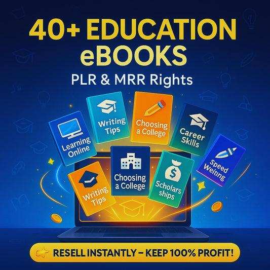 40+ Education eBooks Bundle | Digital Learning & Self-Improvement Guides | PLR MRR Resell Rights | Study, Career Success, Plr Ebooks Bundle