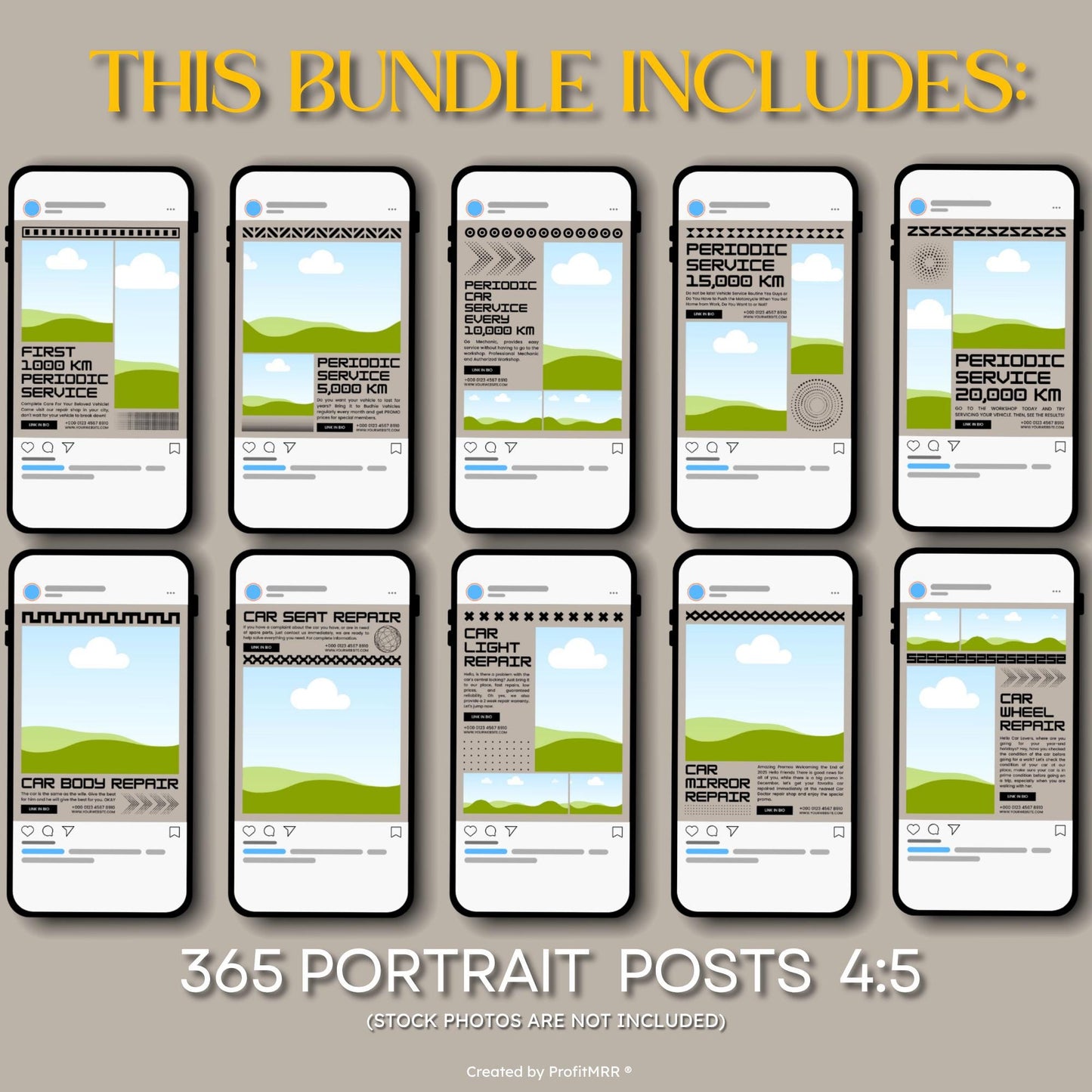 PLR MRR 1100 Mechanic Instagram Templates Bundle Resell Rights | Editable Canva Social Media Kit | Posts, Stories, Highlights | Plr Products