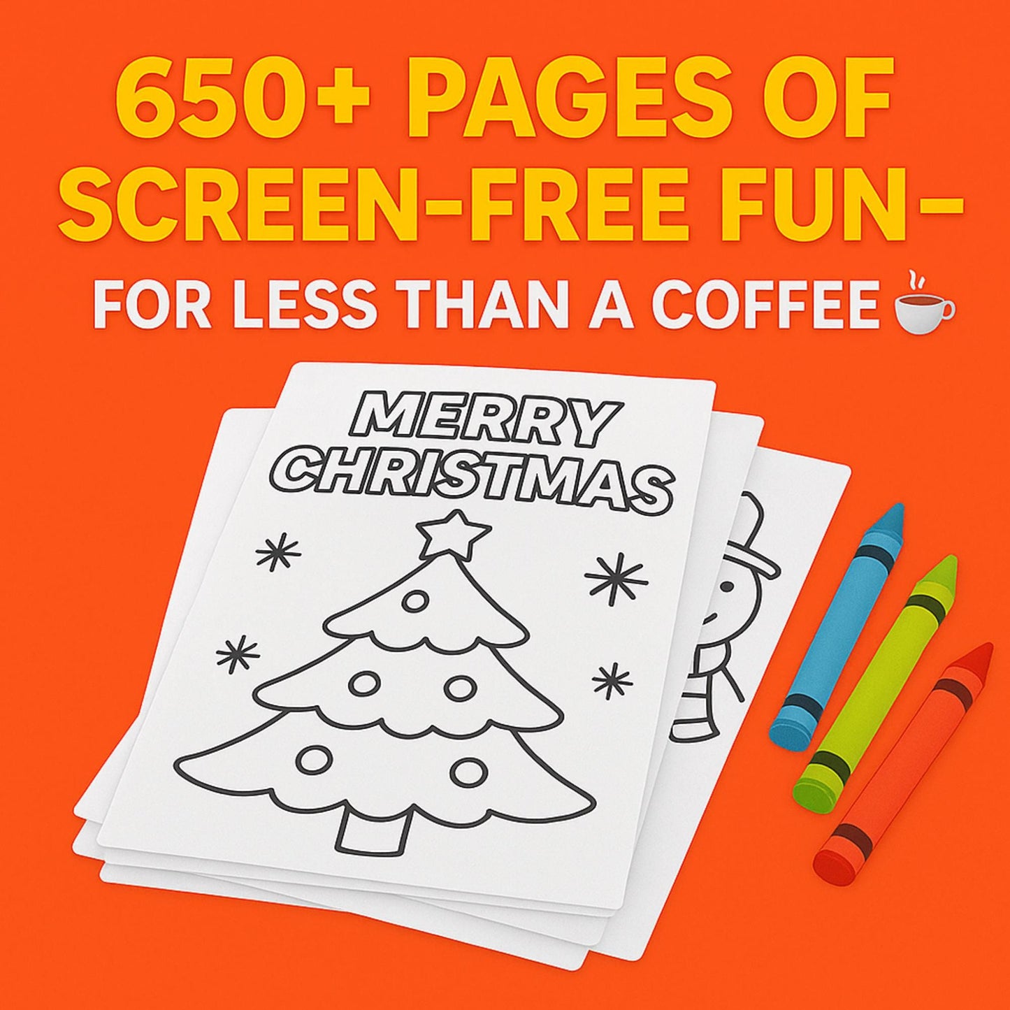 PLR MRR 650+ Christmas Coloring Pages Bundle | Kids Holiday Activity Sheets, Printable Xmas Crafts, Resell Rights Kids Educational Resources