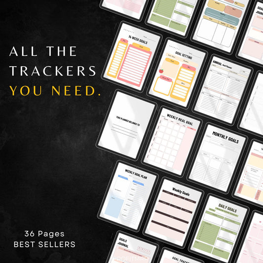 Premium My Goals Planner with PLR & MRR, Canva Templates, Self Care Tracker, Habit Tracker, Goal Tracker, Digital Planners