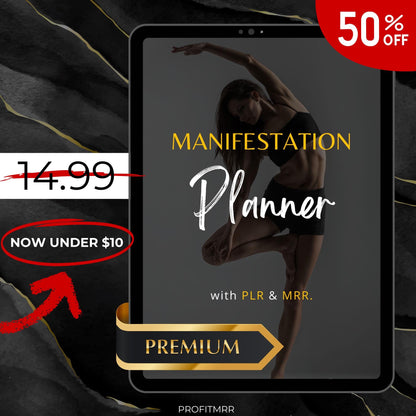 Premium Manifestation Planner with PLR & MRR, Canva Templates, Self Care Journal, Habit Tracker, Daily Gratitude, Digital Planners