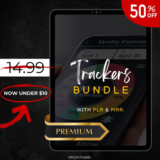 Premium Trackers Bundle with PLR & MRR, Canva Templates, Self Care Tracker, Habit Tracker, Goal Tracker, Digital Planners