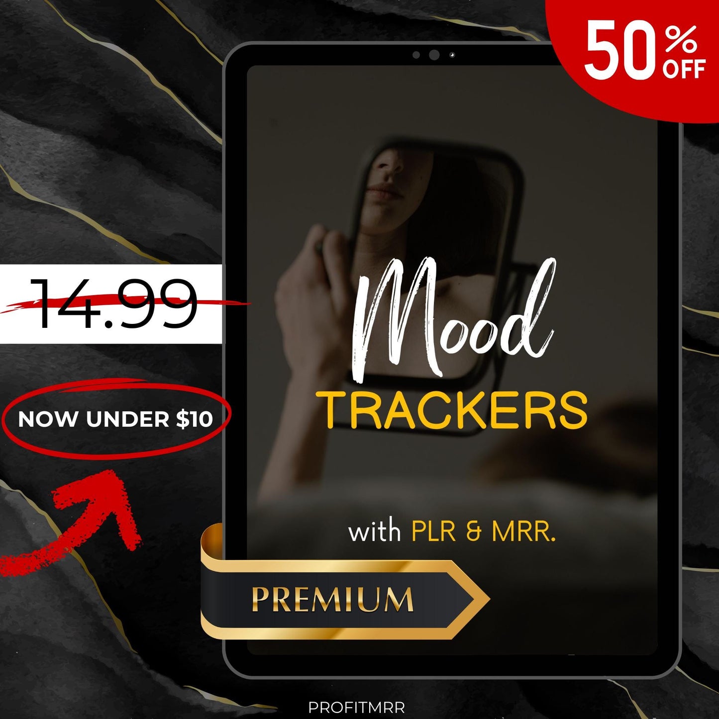 Premium Mood Trackers with PLR & MRR, Canva Templates, Self Care Journal, Habit Tracker, Daily Gratitude, Digital Planners