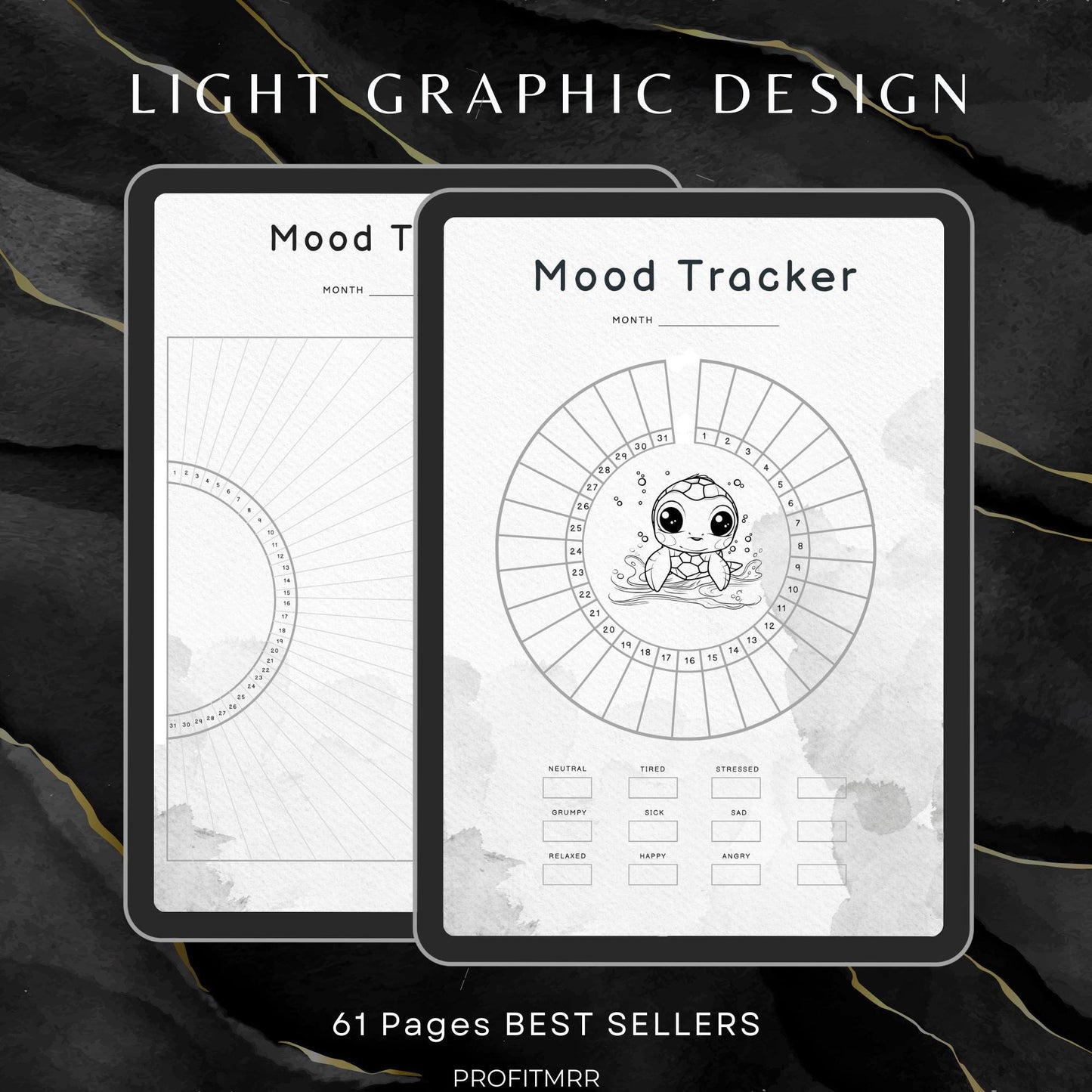 Premium Mood Trackers with PLR & MRR, Canva Templates, Self Care Journal, Habit Tracker, Daily Gratitude, Digital Planners