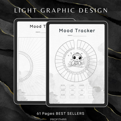 Premium Mood Trackers with PLR & MRR, Canva Templates, Self Care Journal, Habit Tracker, Daily Gratitude, Digital Planners