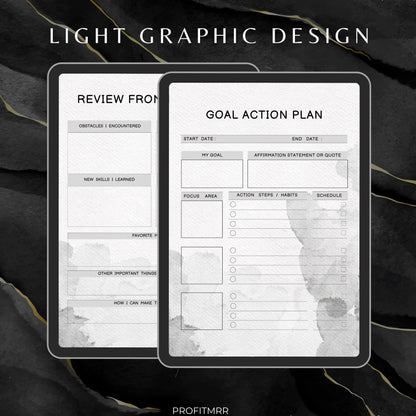 Premium Personal Growth Planner with PLR & MRR, Canva Templates, Self Care Journal, Habit Tracker, Daily Gratitude, Digital Planners