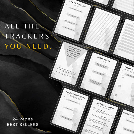 Premium Journaling Planner with PLR & MRR, Canva Templates, Self Care Journal, Habit Tracker, Daily Gratitude, Digital Planners