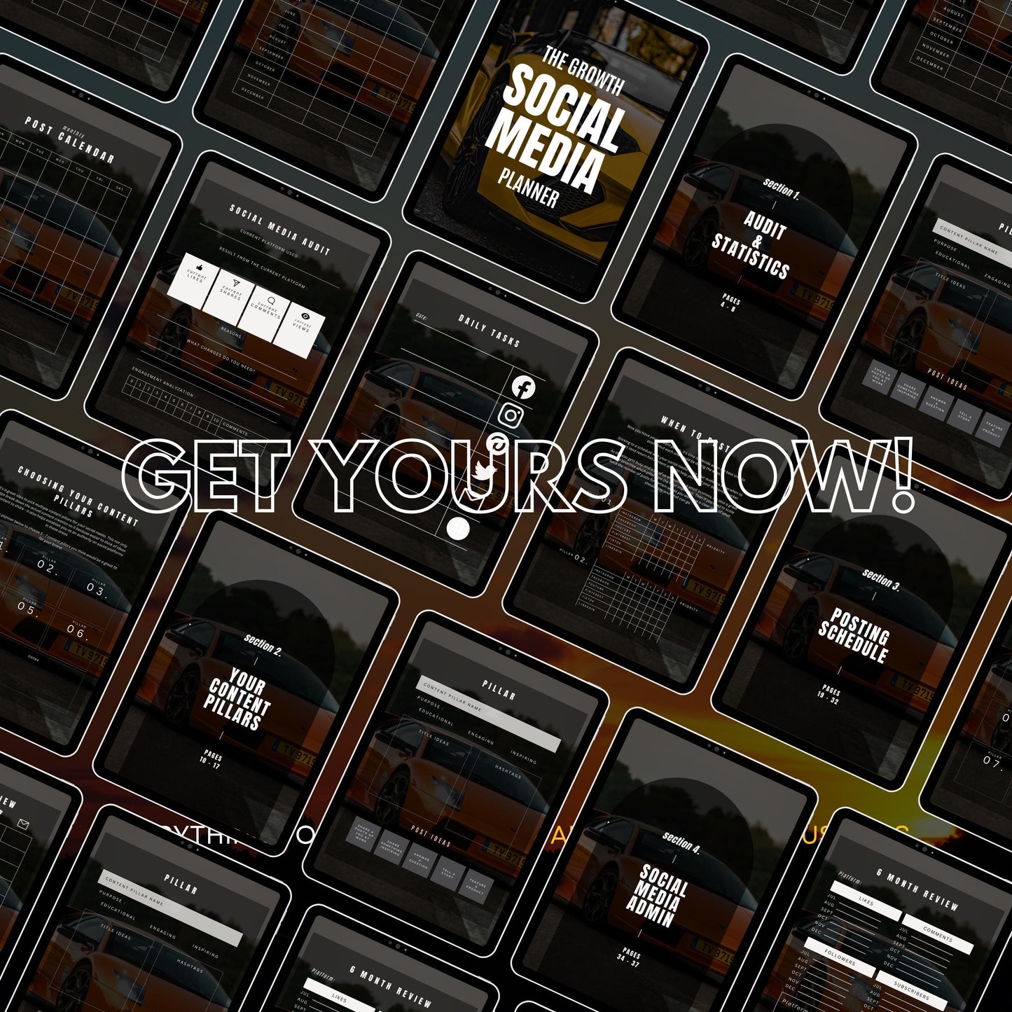 Growth Social Media Planner PLR MRR Digital Content Planner Social Media Strategy eBook Posting Calendar Engagement Tracker Marketing eBook