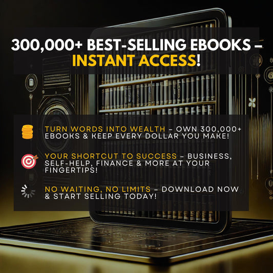 300,000 eBooks Bundle PLR MRR | Resellable Digital Library of Finance, Self Help, Marketing, Health, Business, Passive Income, Plr Products
